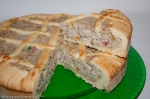pastiera napoletana, traditional easter cake of neaples section side view